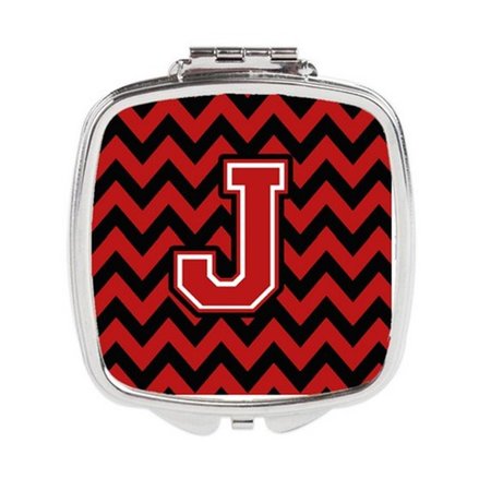 CAROLINES TREASURES Letter J Chevron Black and Red Compact Mirror CJ1047-JSCM